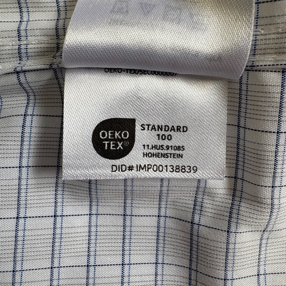 Calvin Klein Dress Shirt, Stretch, White/Blue Plaid, Neck, 17-17 1/2, 34/35, NWT - Picture 16 of 16